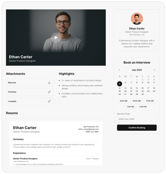 OpenInterview candidate profile preview